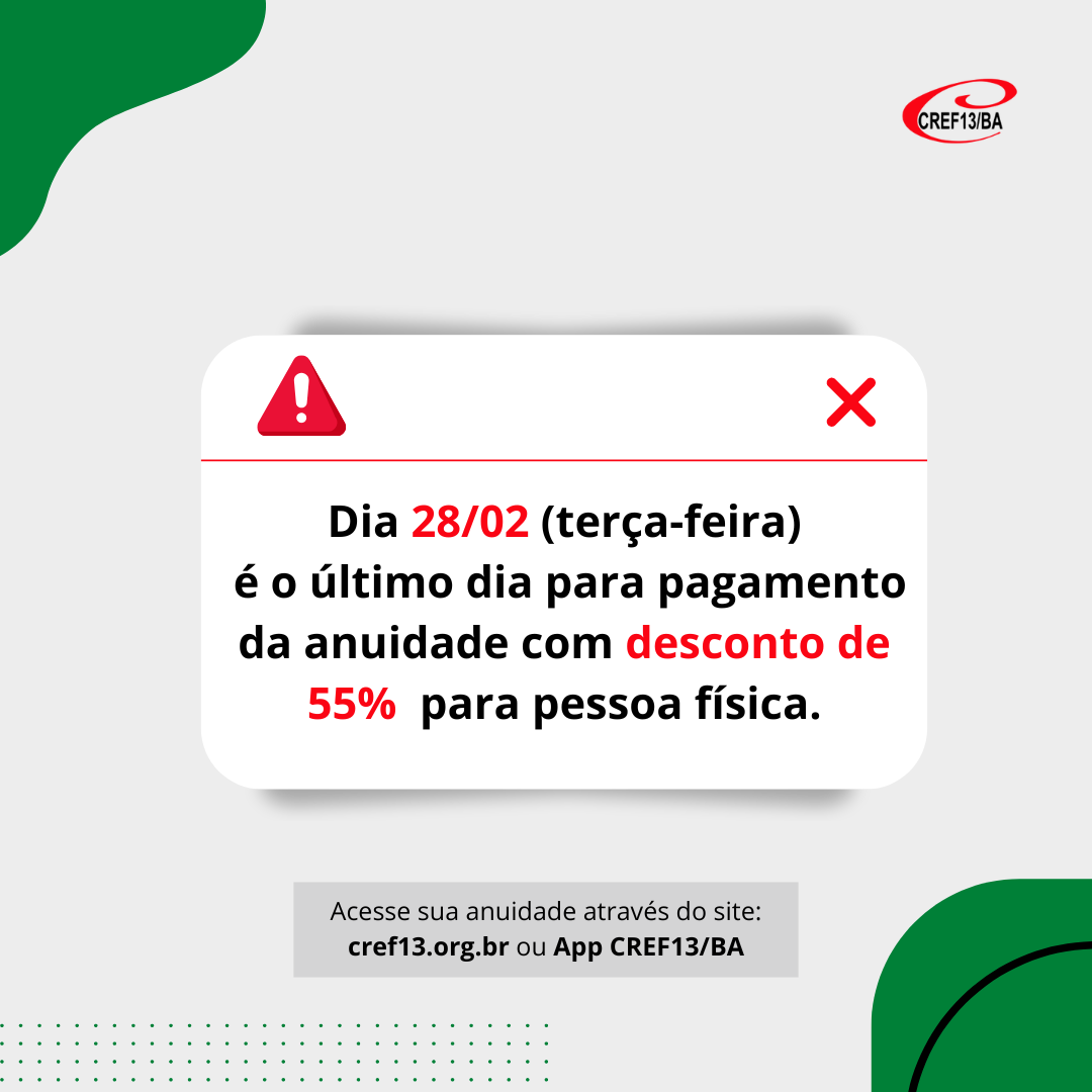 Últimos dias para aproveitar o desconto de 55 da anuidade dos